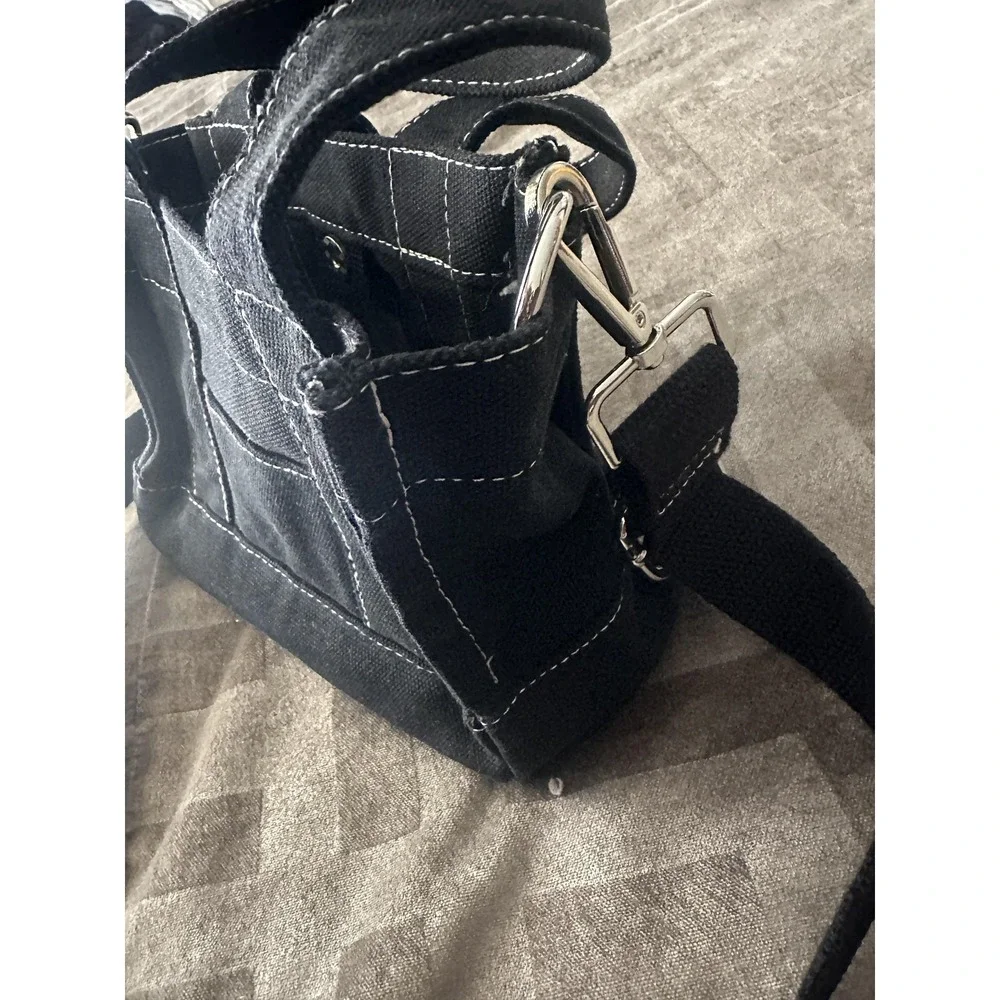 Urban Outfitters BDG Mini‎ Canvas Tote Bag Black White Stitching Crossbody